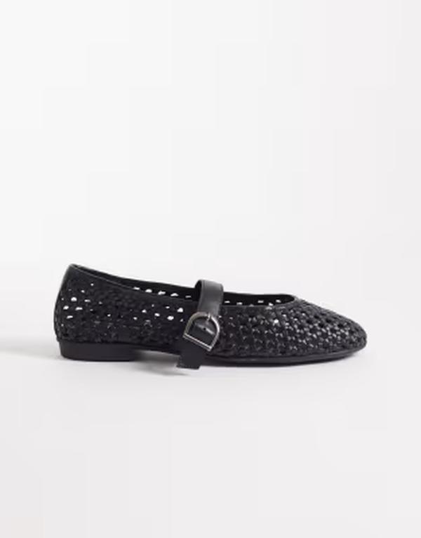 ウォーク英国の首都 レディース シューズ パンプス なめし革 Walk London Petal Ballerina flats woven leather Black Woven Leather 黒いこと