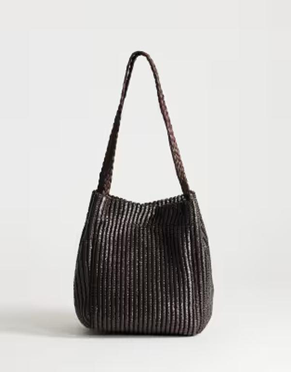 トップショップ レディース バッグ Topshop Singer weave shoulder bag in chocolate チョコレート｜ReVida 店