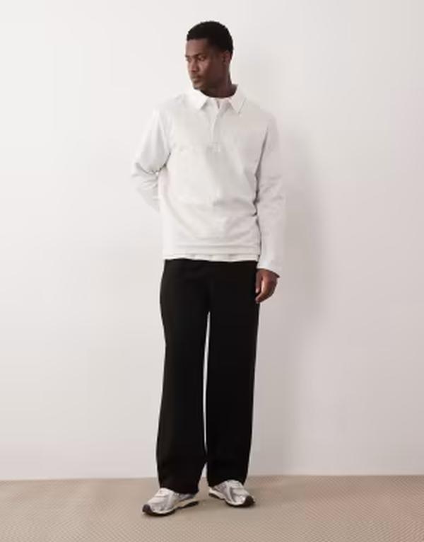 エイソス メンズ ボトムス 心地好いズボン下 ワイドレッグ スウェットパンツ ASOS DESIGN wide leg sweatpants with pleats black 黒いこと