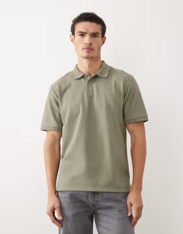 手玉 アンド ジョーンズ メンズ トップス スポーツシャツ 編み物 Jack \u0026 Jones waffle knit polo shirt Vetiver 緑であること