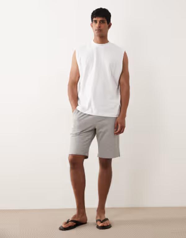 ジャック アンド ジョーンズ メンズ ボトムス ハーフパンツ・ショーツ ショートパンツ ロゴ Jack & Jonesweat shorts with logo in light Gray Melange グレー｜ReVida 店
