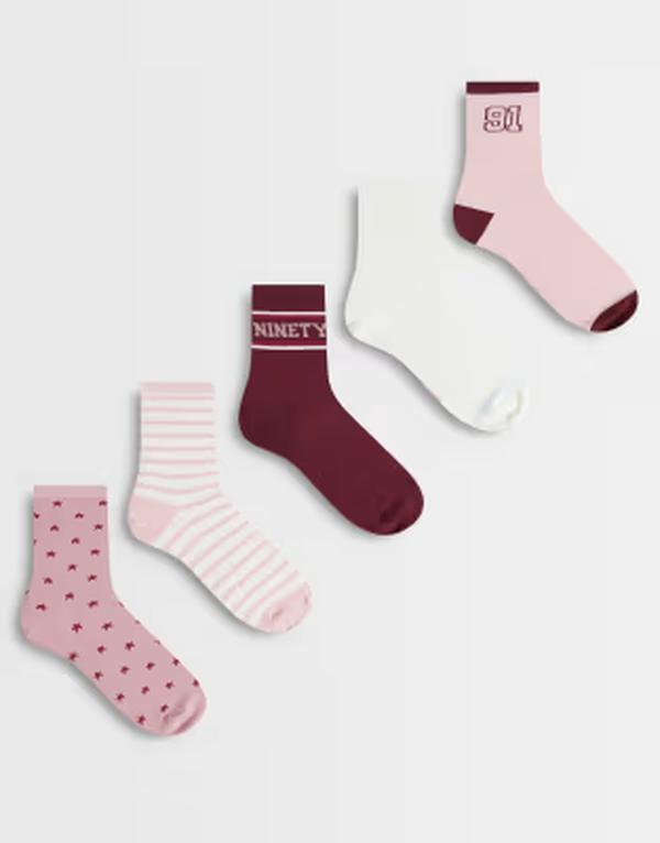 コットンオン レディース アンダーお召しもの ソックス Cotton 5 pack crew socks インチ star/ berry mix BERRY/STARS