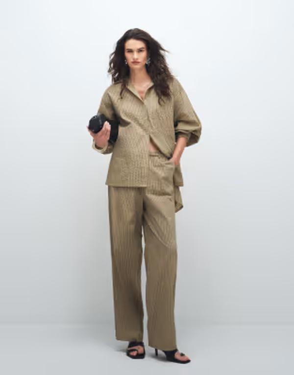 エイソス レディース ボトムス 心地好いズボン下 ASOS DESIGN pull on pants インチ yellow stripes Yellow Stripe 黄色