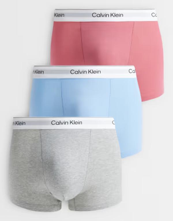 カルバンクライン メンズ アンダー御召しもの さる股引き 綿織物 Calvin Klein Icon Cotton Stretch 3-pack relaxed trunks/blue/pink Brilliant Pink/Gulf さくら色