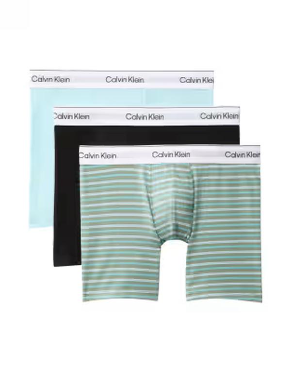 カルバンクライン メンズ アンダーウェア ボクサーパンツ コットン Calvin Klein Icon Cotton Stretch 3 pack boxer briefs/stripe/aqua Black/PULSE STRIPE S ブラック｜ReVida 店