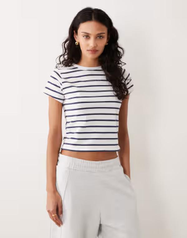 カルバンクライン レディース トップス プルオーバー ロゴタイプ Calvin Klein logo baby tee and white stripe LENU STRIPE WHITE 白いこと