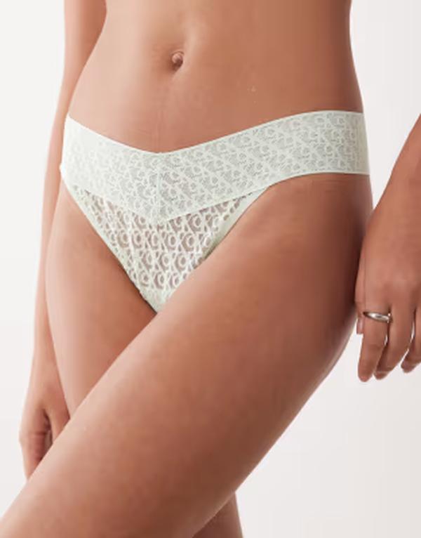 カルバンクライン レディース アンダーお召しもの ブリーフズボン下 ローライズ スピード競技 ロゴタイプ Calvin Klein Icon Logo Lace low rise thong インチ mint Seafoam Wave ペパーミント