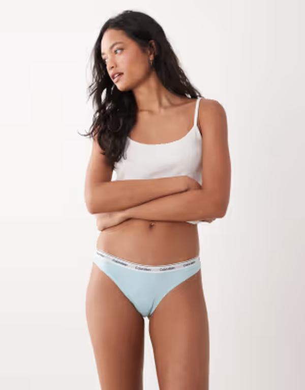 カルバンクライン レディース アンダーお召しもの ブリーフズボン下 ロゴタイプ Calvin Klein Icon Logo thong Antarctic Blue 青色