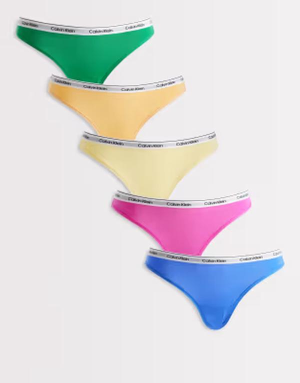 カルバンクライン レディース アンダー御召しもの ブリーフズボン下 ロゴタイプ Calvin Klein Icon Logo 5 pack bikini briefs インチ multicolor MARDI GRAS GREEN/REL 緑であること