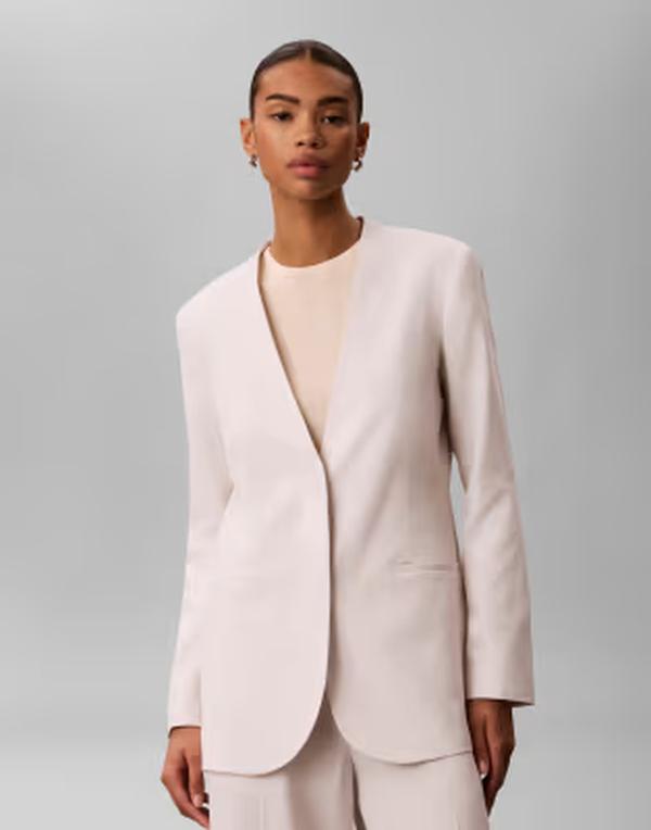 カルバンクライン レディース トップス プルオーバー スポーツジャケット リネン Calvin Klein linen blazer - part of a set White Sand 白いこと