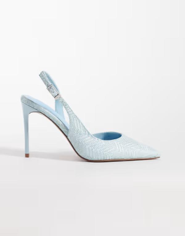エイソス レディース シューズ 踵 ASOS DESIGN Polar slingback stiletto higheel shoes BLUE 青碧