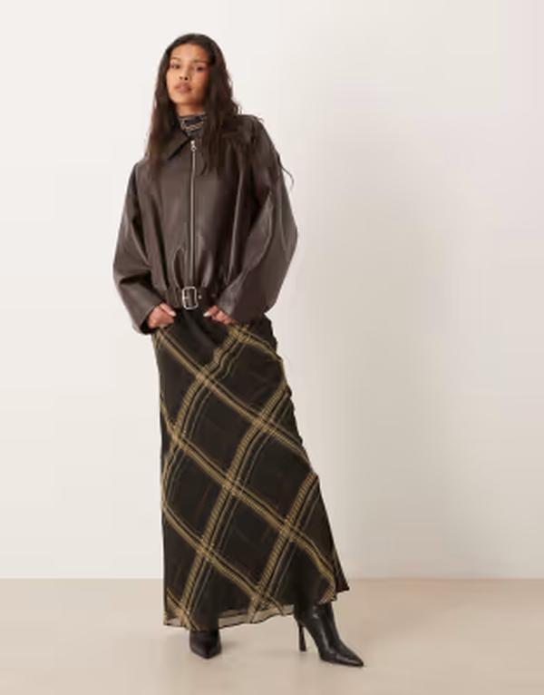 マンゴ レディース ボトムスカート マキシ Mango patterned maxi skirt Black ブラック｜ReVida 店