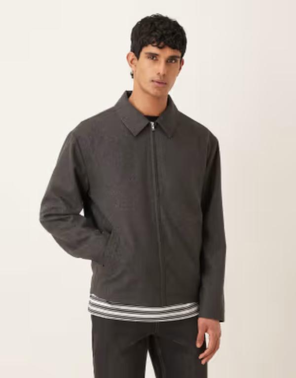 エイソス メンズ アウター 上衣・上衣 ASOS DESIGN harrington jacket インチ charcoal 濃灰色