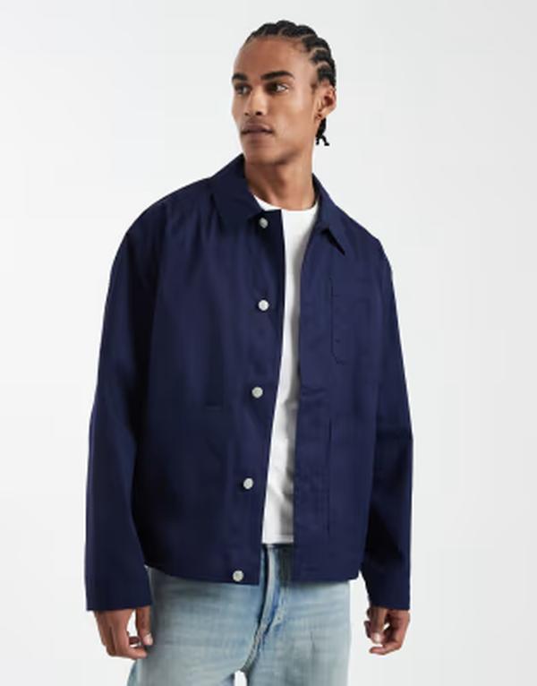 エイソス メンズ アウター 上衣・上衣 ASOS DESIGN oversized worker jacket NAVY 米国海軍