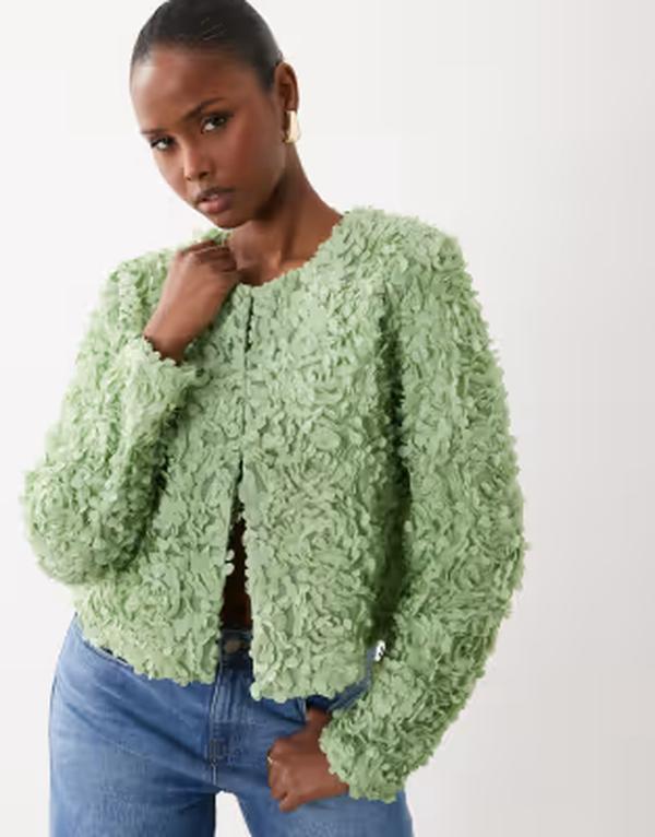 ヴィラ レディース トップス Tシャツ フラワー柄 フラワー VILA floral jacquard clasp frontop in smoke green スモーク｜ReVida 店