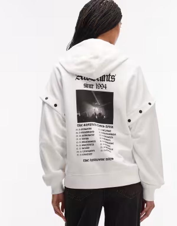 オールセインツ レディース アウター パーカー・スウェット AllSaints gig amphia zip up studetail hoodie インチ optic white 白いこと