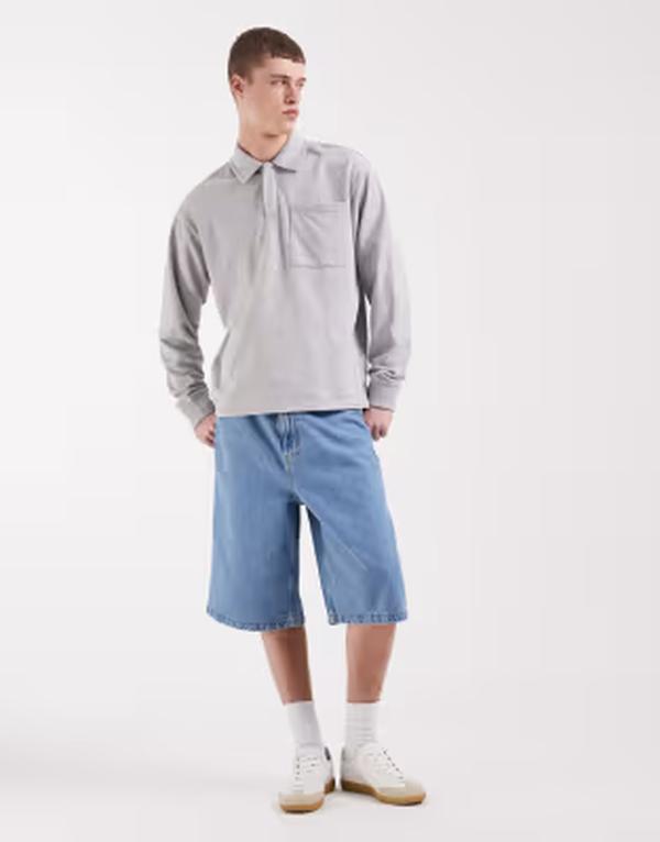 レディファインド レブル メンズ トップス ポロシャツ Redefined Rebel Moses polo top in light Gray グレー|ReVida 店
