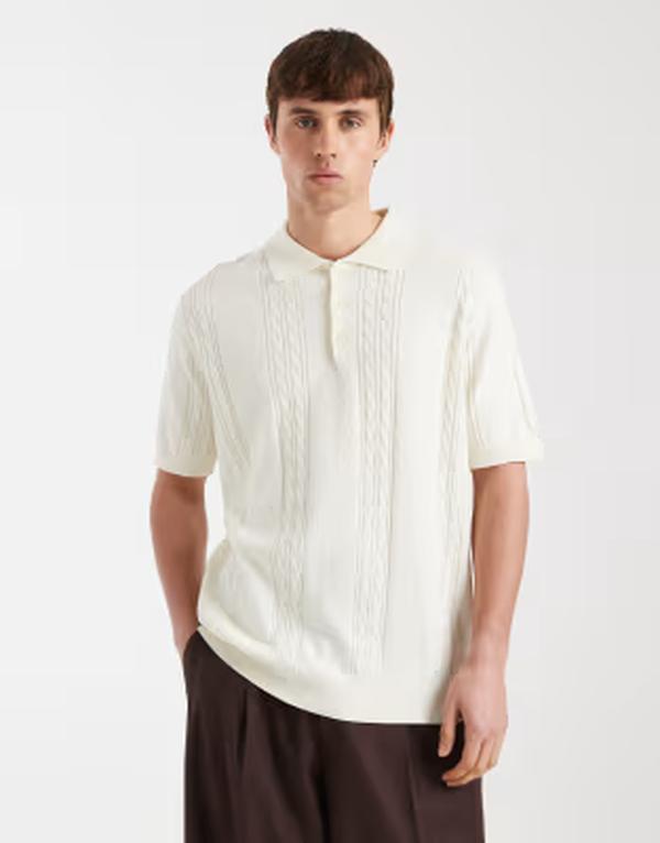 レディファインド レブル メンズ トップス スポーツシャツ 編み物 Redefined Rebel Griffin knit polo top BEIGE ベージュ