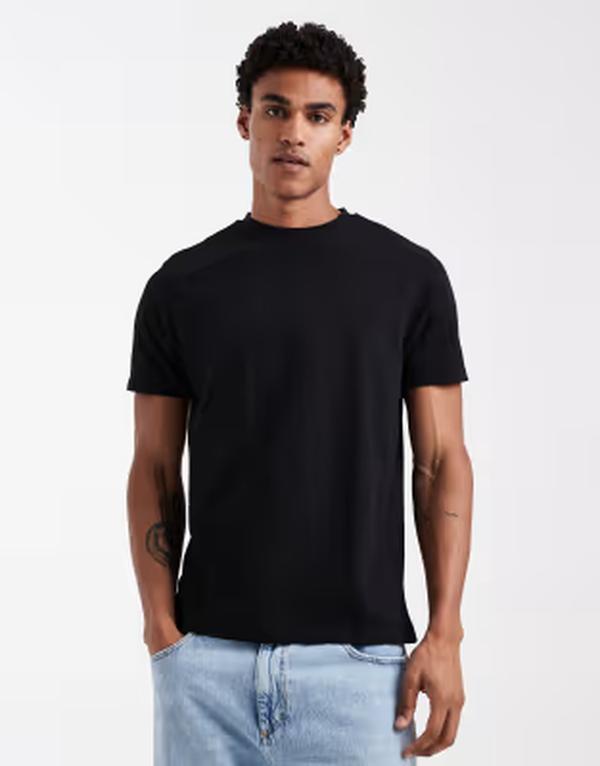 エイソス メンズ トップス ティーシャツ レギュラー相応う ASOS DESIGN heavyweight regular fit-shirt Black 黒いこと