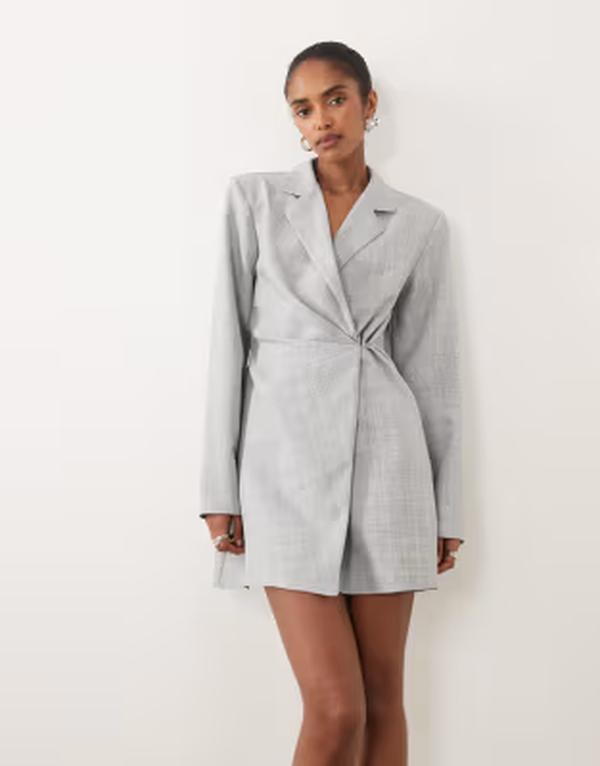エイソス レディース トップス ワンピース ミニ ブレザー ASOS DESIGN blazer dress mini tailored fabric Gray グレー