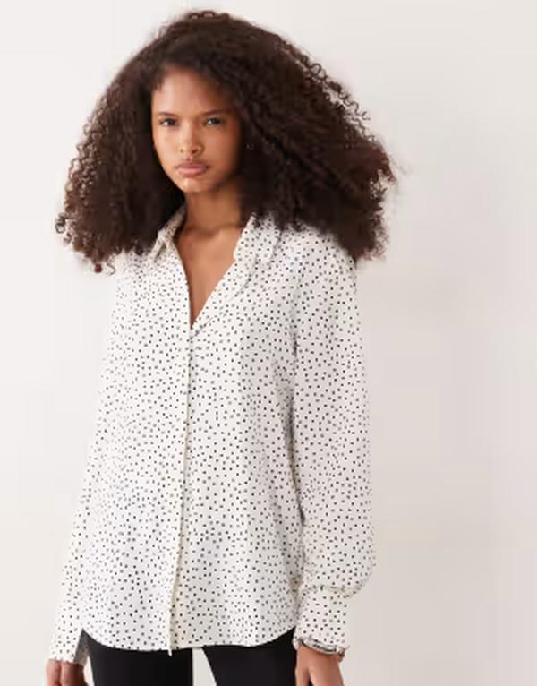 マンゴ レディース トップス シャツ ドット柄 ドット Mango classic shirt and black polka dot Multi マルチカラー｜ReVida 店