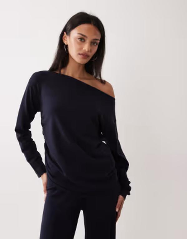 マンゴ レディース アウター パーカー・スウェット Mango Centollo boat neck long sleeve top - part of a set NAVY ネイビー|ReVida 店