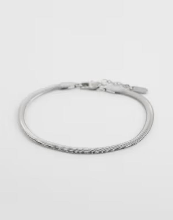 エイソス メンズ 添え物 ブレスレット・バングル・アンクレット ティーシャツ ASOS DESIGN waterproof stainlessteel flat chain braceletone SILVER しろがね色