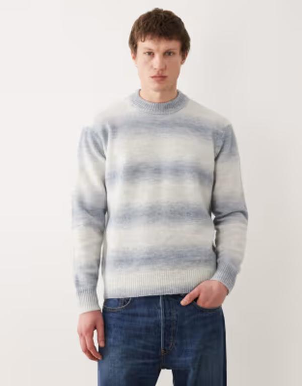 セレクティッド メンズ アウター 編み物・プルオーバー Selected ombre knit sweater Dusty Blue 青味