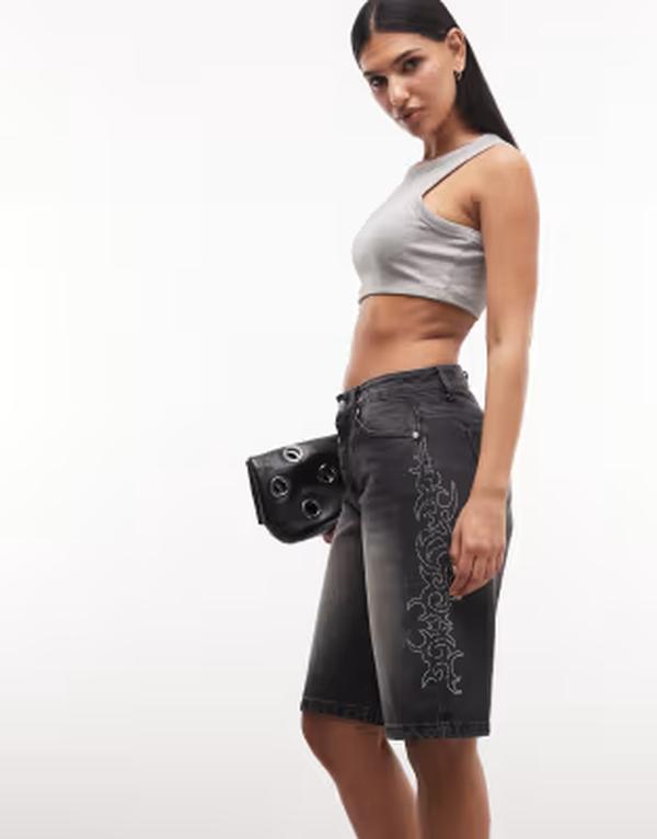 リキュールアンドポーカー レディース ボトムス ハーフパンツ・ショーツ Liquor N Poker diamante flame jorts Black ブラック｜ReVida 店