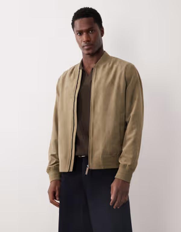 マンゴ メンズ アウター ジャケット・ブルゾン スエード Mango faux suede bomber jacket Khaki カーキ｜ReVida 店 27,160円