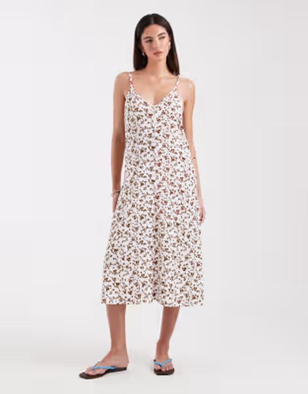 オンリー レディース トップス 衣装 御花柄 刷り上げる midi 御花 ONLY floral print camidi dress WHITE 白いこと