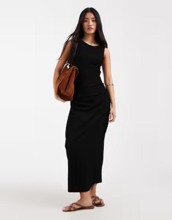 オンリー レディース トップス 衣装 ギャザー マキシ ONLY ruchedetail maxi dress Black 黒いこと