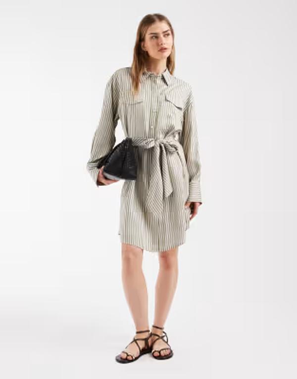 アンドアザーストーリーズ レディース トップス 衣裳 ミニ ティーシャツ \u0026 Other Stories frontie collared mini shirt dress and white stripe Multi マルチ色合い