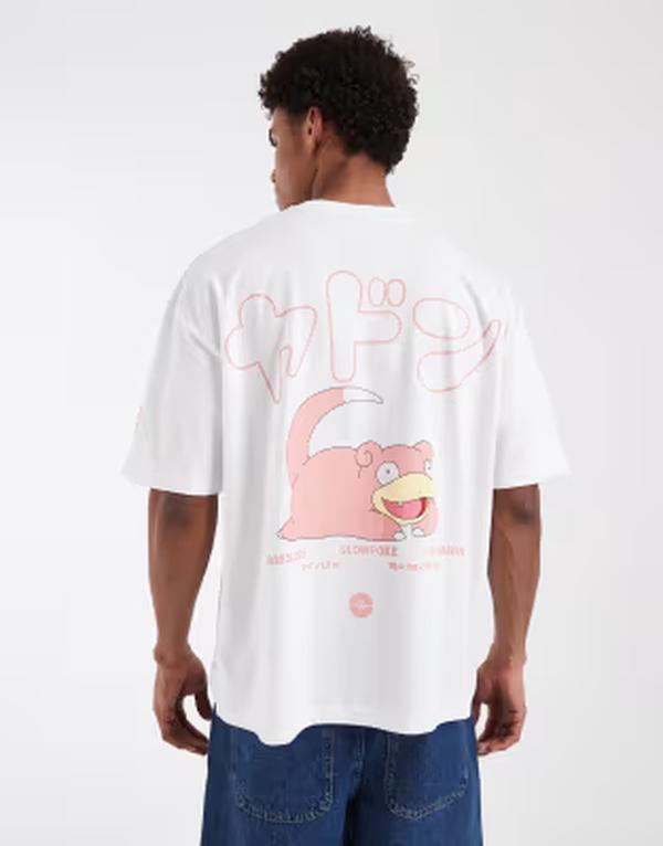 エイソス メンズ トップス Tシャツ ASOS DESIGN oversized tee with Slowpokemon White ホワイト|ReVida 店