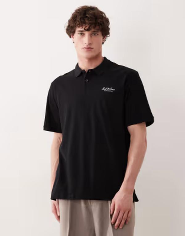 手玉 アンド ジョーンズ メンズ トップス スポーツシャツ ロゴタイプ Jack \u0026 Jones Originals logo polo shirt Black 黒いこと