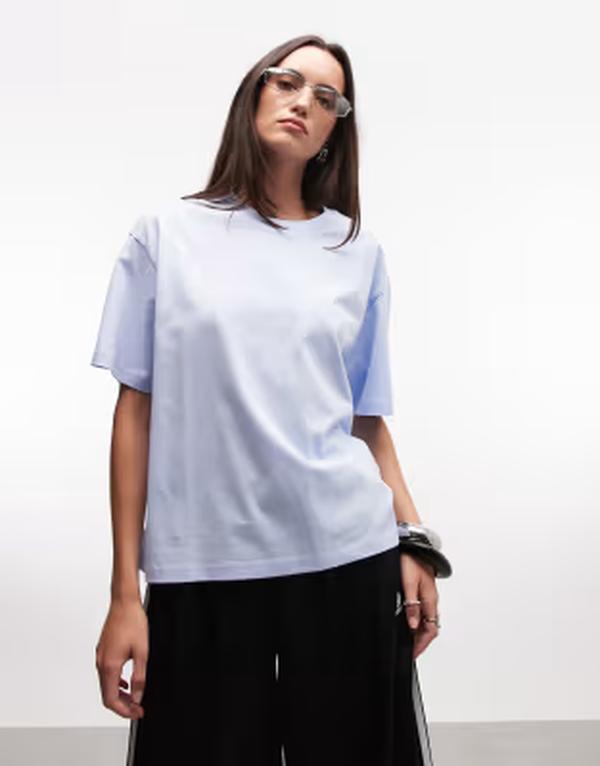 モンキ レディース トップス ティーシャツ Monki oversized boxy T-shirt Blue 青色 Tシャツ・カットソー-レディースファッション