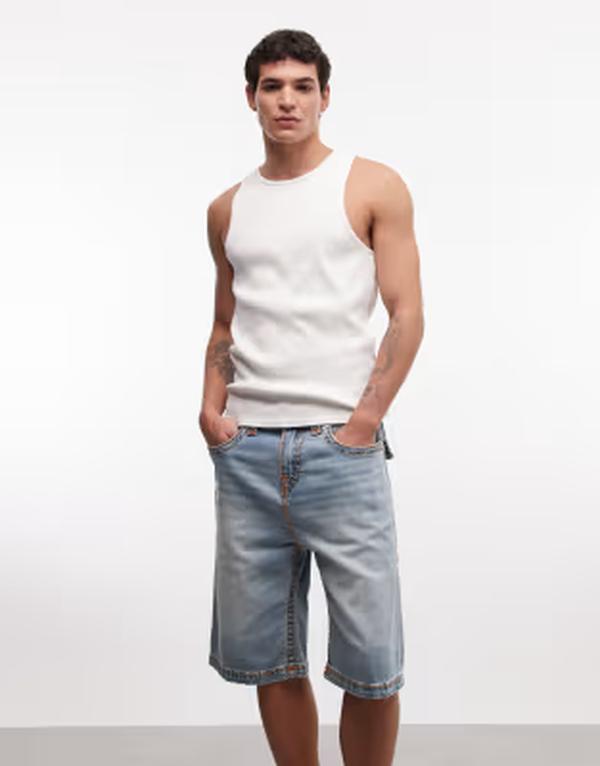 トゥルーレリジョン メンズ ボトムス 二分の一ズボン下・さる股引き 遊撃手ズボン下 True Religion Vinny Super T baggy shorts インチ medium wash Mid wash blue 青み