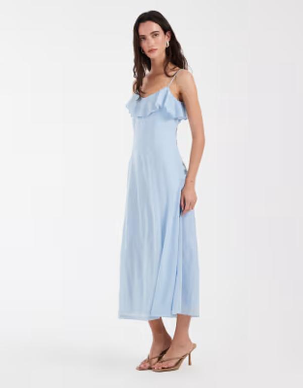 ヴェロモーダ レディース トップス 衣装 シフォン フラウンス midi Vero Moda ruffle bust chiffon MIDI cami dress インチ light コマーシャル Blue 青み