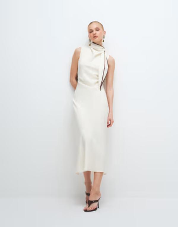 マンゴ レディース トップス 衣装 ノースリーブ Mango sleeveless midaxi dress with tie neck インチ pastel yellow Pastel yelow 黄色