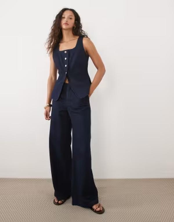 マンゴ レディース ボトムス デニムパンツ コットン ジーンズ Mango Avery 100% cotton straight jeans in dark blue - part of a set BLUE ブルー｜ReVida 店