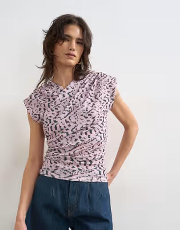 とっ始め販売店 レディース トップス ティーシャツ Topshop wrap front short sleeve top インチ multi マルチ色合い レディースファッション-トップス