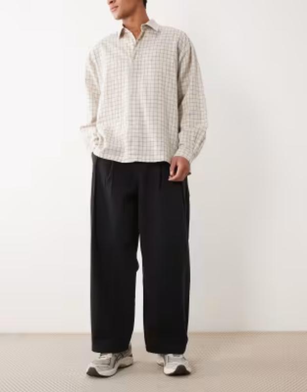 エイソス メンズ ボトムス カジュアルパンツ ASOS DESIGN barrel pants with pleats Black ブラック｜ReVida 店