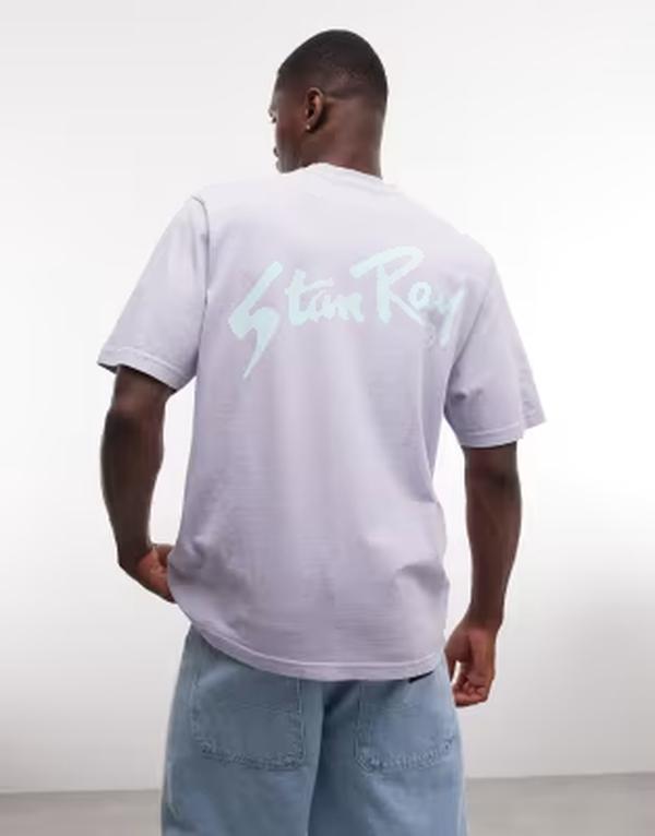 スタンレイ メンズ トップス Tシャツ プリント ロゴ Stan Ray logo short sleeve t-shirt with back print PURPLE パープル|ReVida 店