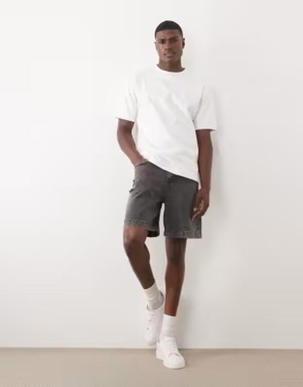 エイソス メンズ ボトムス 二分の一ズボン下・さる股引き ASOS DESIGN bermuda jorts インチ washed black with rips WASHED BLACK 黒いこと