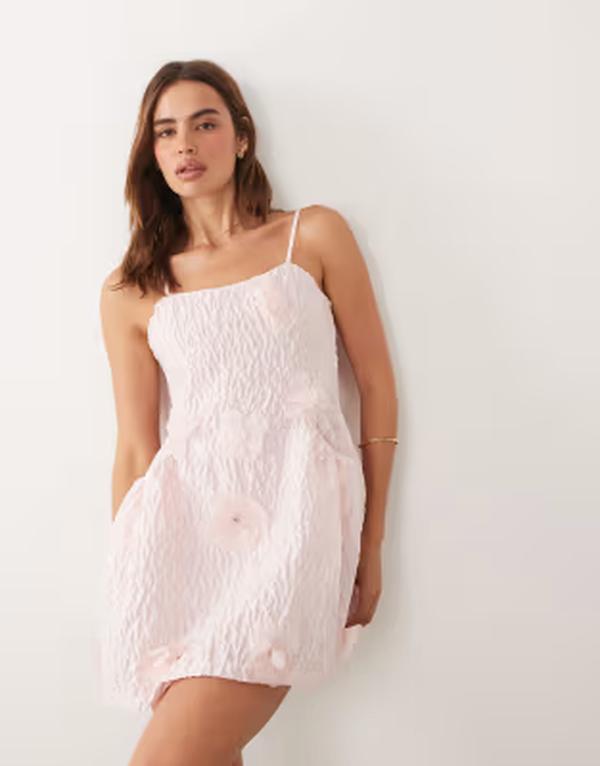シスタージュン レディース トップス ワンピース フラワー柄 ミニ フラワー Dream Sister Jane Lera floral detail applique camini dress in light PINK ピンク|ReVida 店