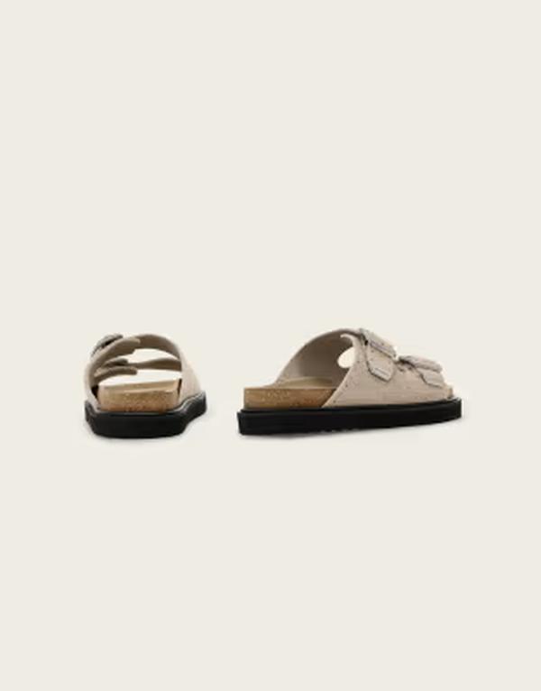オールセインツ メンズ シューズ サンダル スエードクロス AllSaints Randal double strap buckle fuzzy suede sandals Cloud Gray 薄墨色