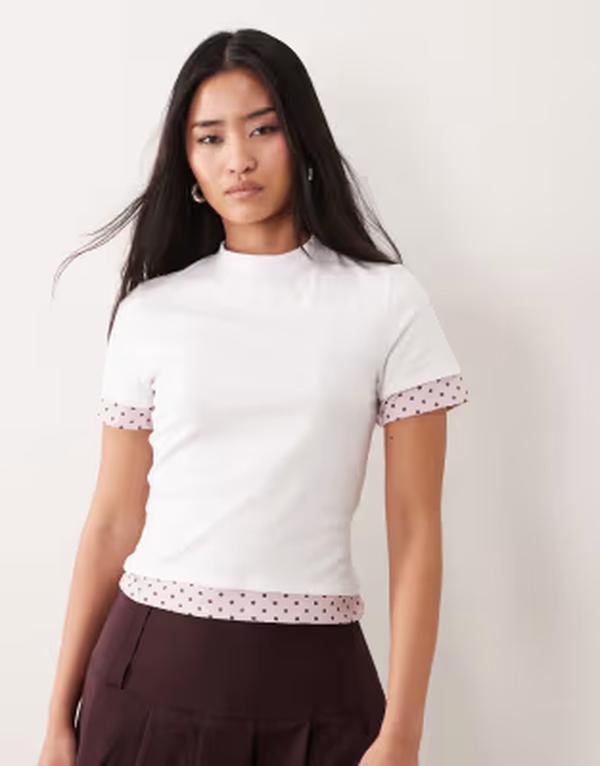 エイソス レディース トップス プルオーバー 点点柄 点点 ASOS DESIGN short sleeve double layer polka dotopolka Dot 点点