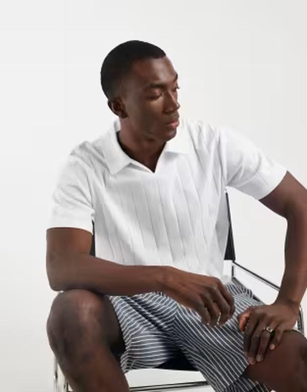 エイソス メンズ トップス スポーツシャツ レギュラー相応う ASOS DESIGN regular fit polo wide rib WHITE 白いこと