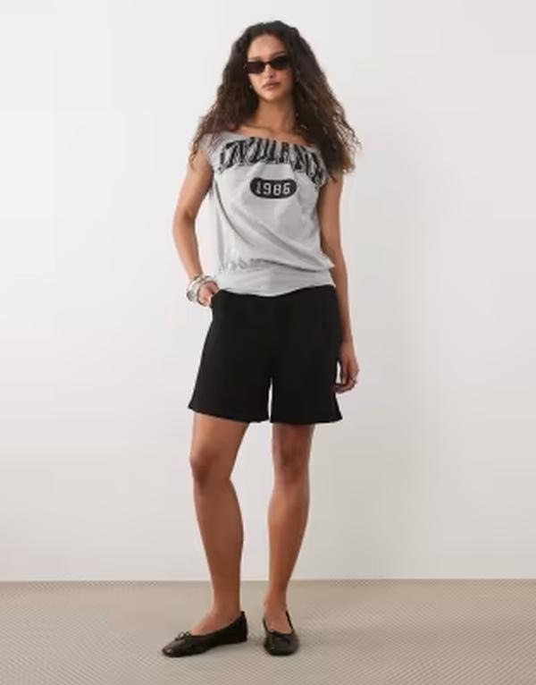 エイソス レディース トップス プルオーバー ASOS DESIGN off shoulder slouchy top Gray 薄墨色