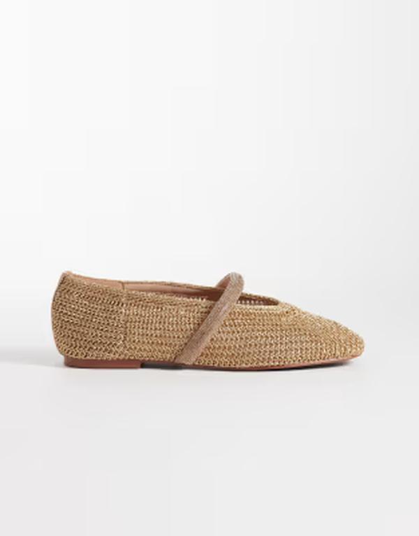 リバーアイランド レディース シューズ パンプス River Island crochet ballet flats in rose gold ゴールド｜ReVida 店